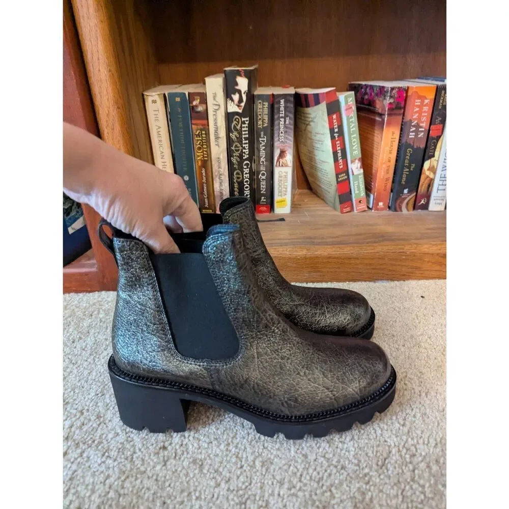 New $500 Paul Green Jada Lug Sole Chelsea Boot PLATFORM CHUNKY GUNMETAL Uk 5.5